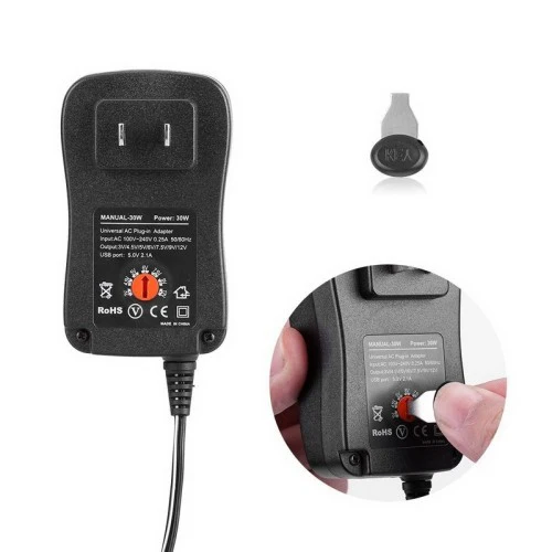 3V to 12V Adjustable 30W Universal Power Supply Adapter Multiple DC Tips Jack - Image 3