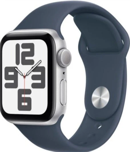 Apple Watch SE 2 (2023) 40mm (GPS) - Silver Aluminum - Storm Blue Sport Band - Size:M/S - (MXEC3LL/A | MXEC3CL/A)