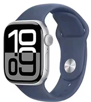 Apple Watch Series 10 (GPS) 42mm SilverAluminum Case with Denim Sports Band - Size:M/S - (MWWA3AM/A)