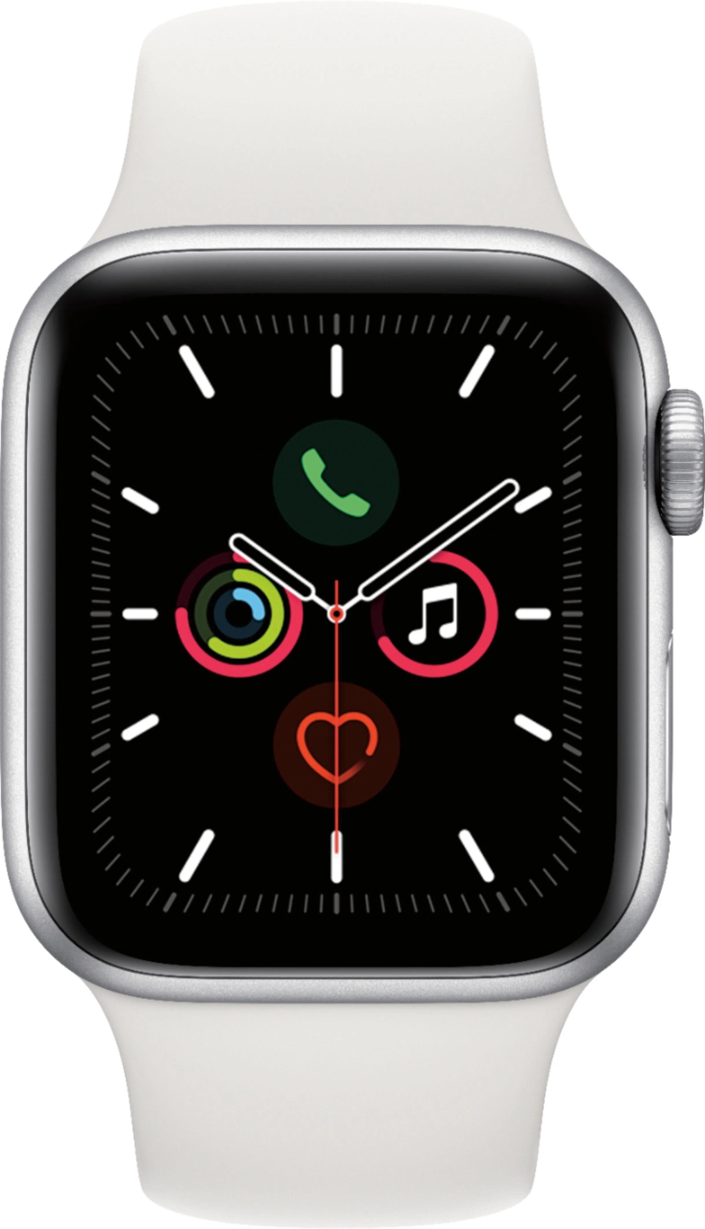 Apple Watch Series 5 (GPS) 40mm Silver Aluminum Case with White Sport Band - Silver Aluminum - Image 2