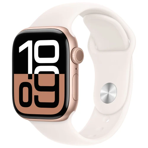 Apple Watch Series 10 (GPS) 42mm Rose Gold Aluminum Case with Light Blush Sport Band - Size:M/S - (MWWJ3AM/A)