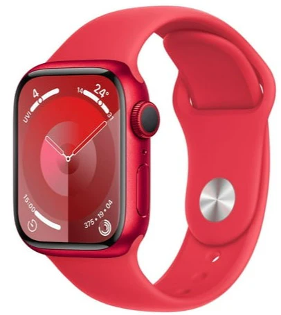 Apple Watch Series 9 (GPS) 41mm (PRODUCT) RED Aluminum Case with Red Sport Band - L/M (MRXH3LL/A)