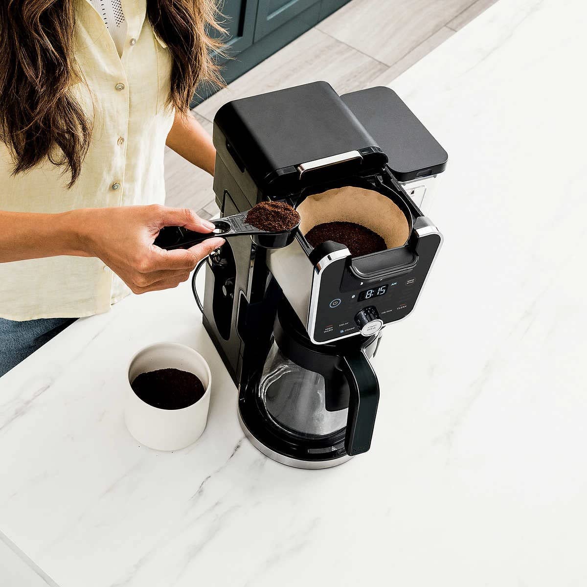 ****CLEARANCE**** Ninja DualBrew System 14-Cup Coffee Maker, Single-Serve Pods & Grounds, 4 Brew Styles, Built-In Fold Away Frother, 70-oz. Water Reservoir & Carafe, Black (CFP451CO) - Image 3