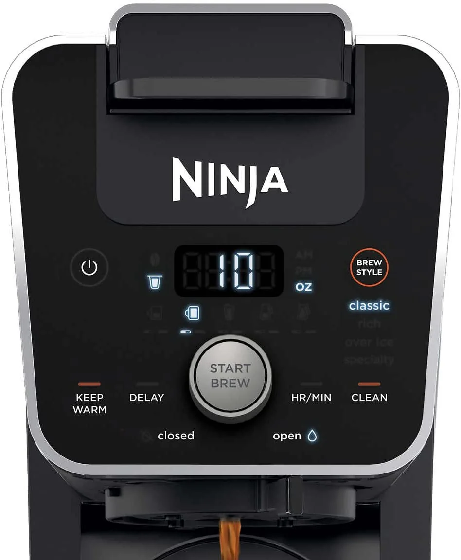 ****CLEARANCE**** Ninja DualBrew System 14-Cup Coffee Maker, Single-Serve Pods & Grounds, 4 Brew Styles, Built-In Fold Away Frother, 70-oz. Water Reservoir & Carafe, Black (CFP451CO) - Image 6