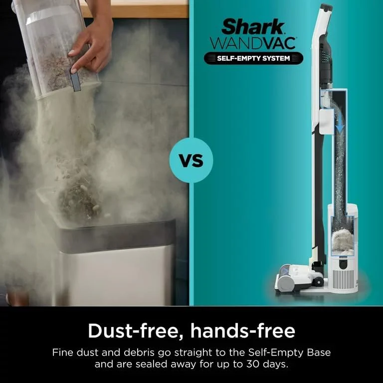 Shark WS640AE WANDVAC System, Ultra-Light Powerful Cordless Stick Vacuum with HEPA Self-Empty Base, Anti-Allergen Complete Seal, Self-Cleaning Brushroll & Duster Crevice Tool, White/Blue - Image 9
