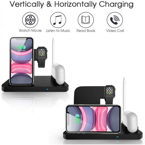 Four-in-One Wireless Charging Station for Phone, Apple Watch (Series 1 - 5), Apple Pencil and AirPods Pro - Image 3