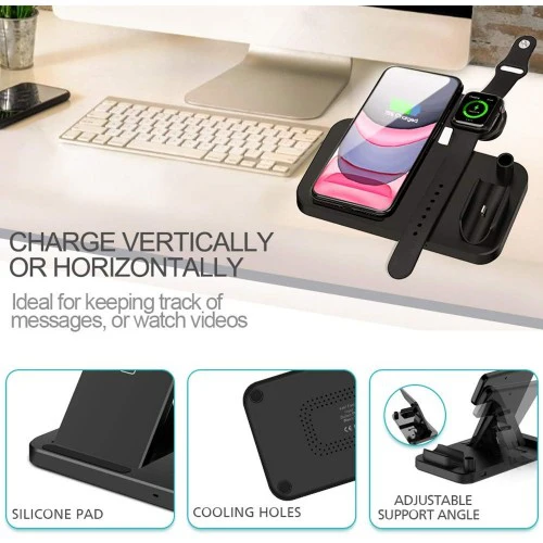 Four-in-One Wireless Charging Station for Phone, Apple Watch (Series 1 - 5), Apple Pencil and AirPods Pro - Image 5