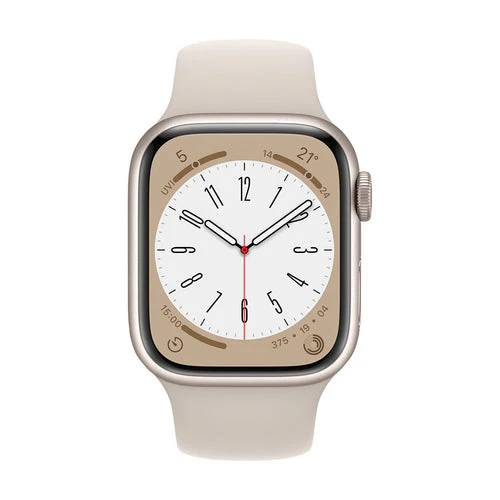 Apple Watch Series 8 (GPS) 41mm Starlight Aluminium Case with Starlight Sport Band- Size:M/L - (MNUF3LL/A) - Image 2