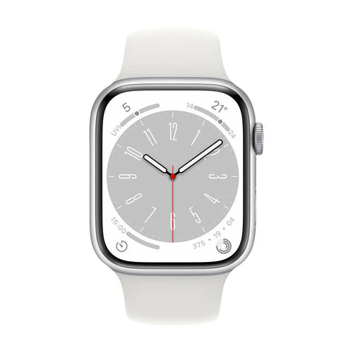 Apple Watch Series 8 (GPS+CELLULAR) 41mm Silver Aluminum Case with White Sport Band - Size:M/L -  (MNV73LL/A) - Image 2