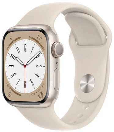 Apple Watch Series 8 41mm (GPS+CELLULAR) Starlight Aluminium Case with Starlight Sport Band- Size:M/S -  (MNV03LL/A)