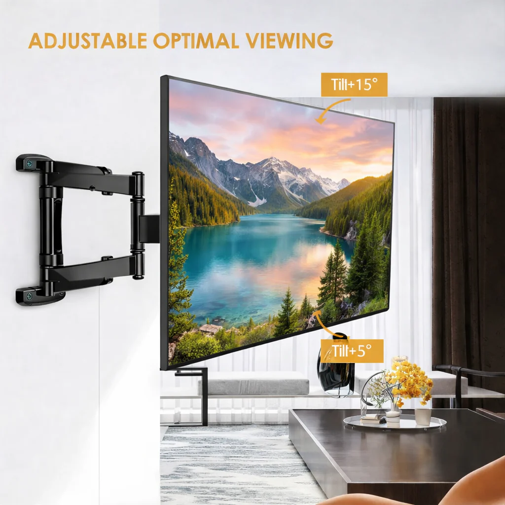 40-75 inch Full Motion TV Wall Mount Dual Articulating Arms up to 100 lbs and Max VESA 600 x 400mm, Wall Mount TV Bracket Swivel and Tilt Black (Model-767-L600) - Image 3
