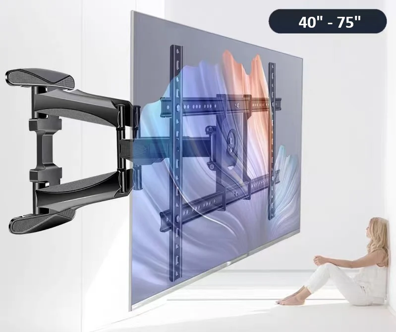 40-75 inch Full Motion TV Wall Mount Dual Articulating Arms up to 100 lbs and Max VESA 600 x 400mm, Wall Mount TV Bracket Swivel and Tilt Black (Model-767-L600) - Image 7