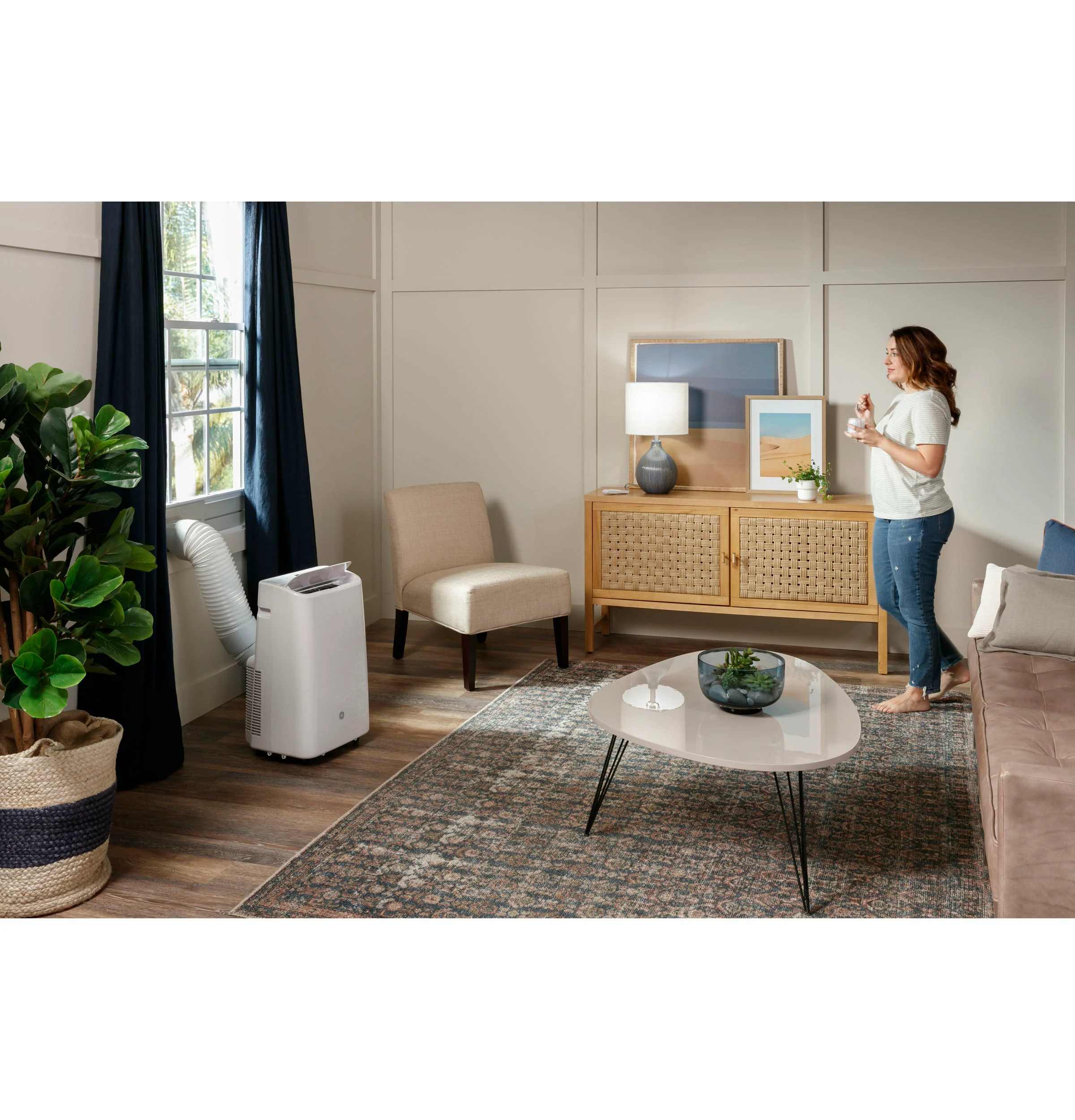 GE 8,000 BTU 115-Volt 3-in-1 Portable Air Conditioner with WiFi for Medium Rooms, White, APWD08JAWW - Image 4