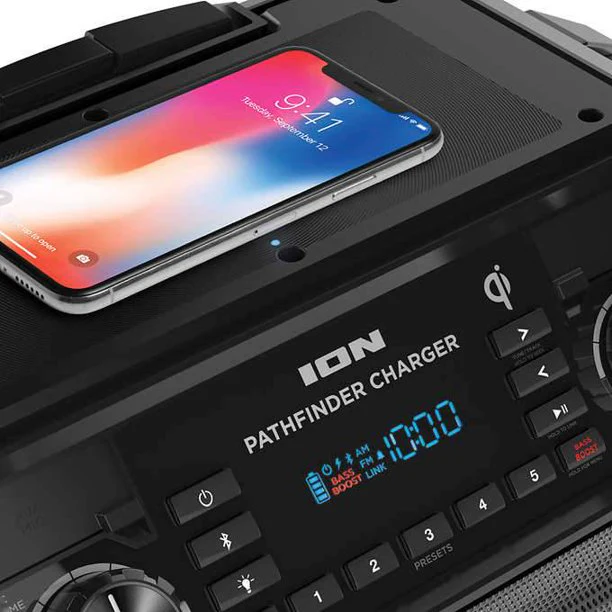 ION Pathfinder Charger, Bluetooth Portable Speaker with Wireless Qi Charging - Image 2
