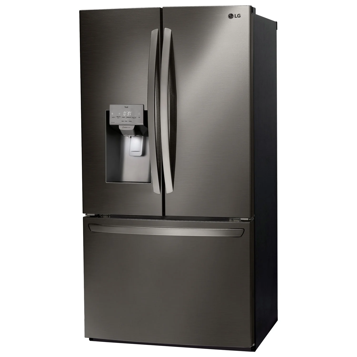 LG 36" 27.7 Cu. Ft. French Door Refrigerator w/ Water & Ice Dispenser (LRFS28XBD) - Black Stainless Steel - Image 3