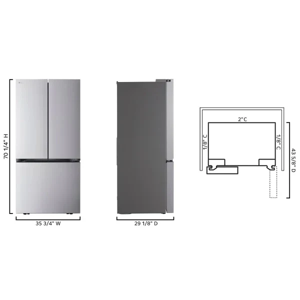 LG - Counter-Depth MAX 26.5 Cu. Ft. French Door Smart Refrigerator with Internal Water Dispenser (LRFLC2716S) - Stainless Steel - Image 2
