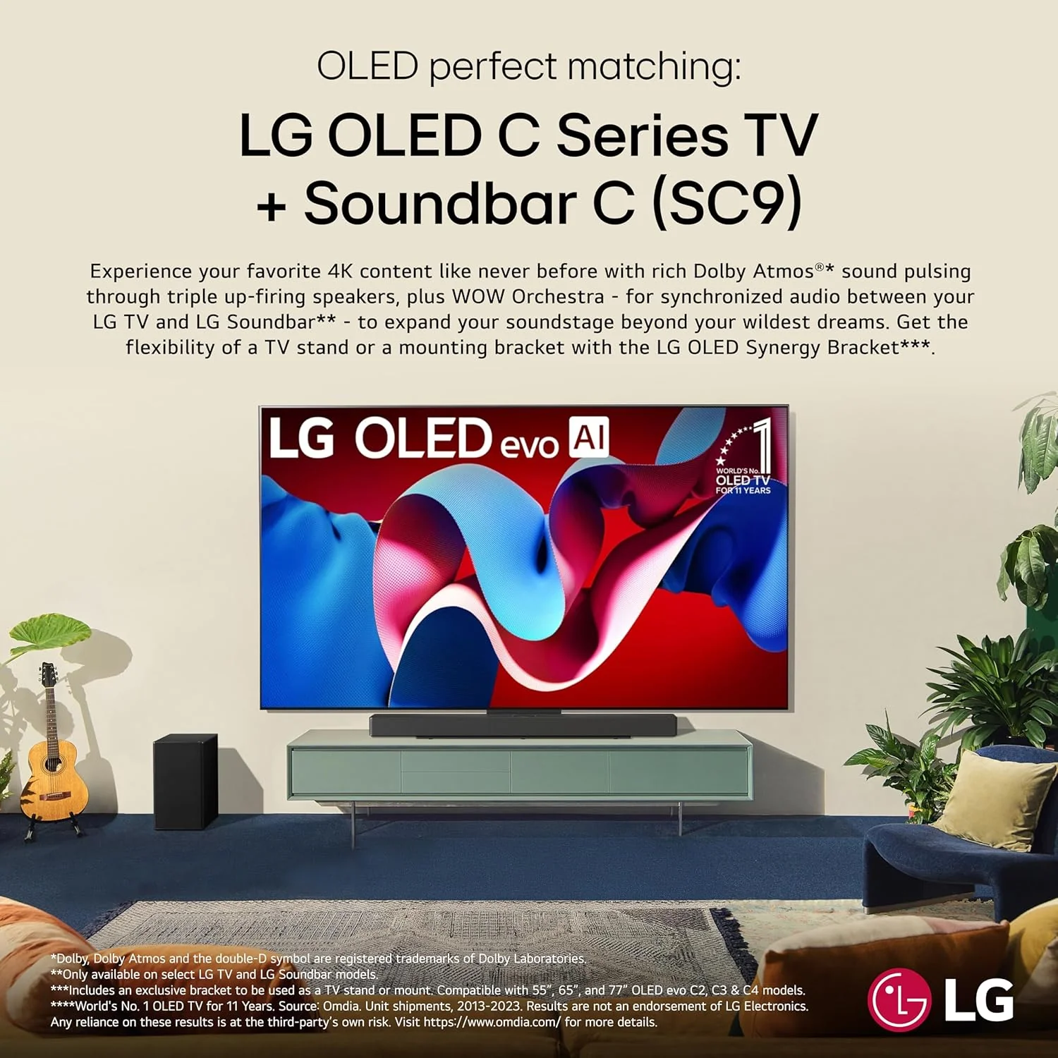 LG SC9S 3.1.3-Channel Perfect Matching Soundbar to the OLED evo C Series TV, Dolby Atmos, WOW Orchestra, WOWCAST Built-in with Wireless Dolby Atmos, Wireless Subwoofer - Image 5
