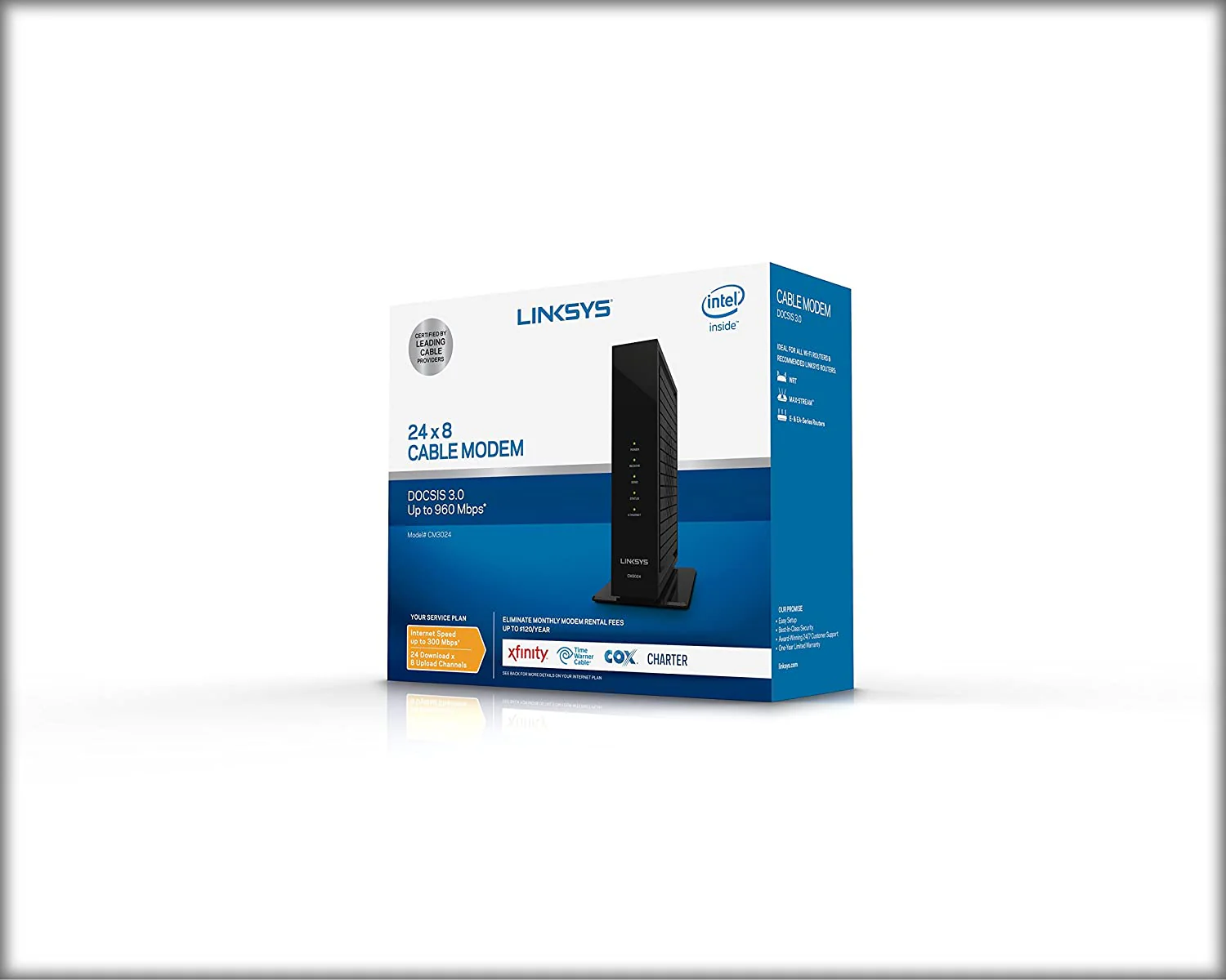 Linksys CM3024 High Speed DOCSIS 3.0 24x8 Cable Modem, Certified for Comcast/Xfinity, Time Warner, Cox & Charter (Modem Only, No WiFi Functionality) - Image 4