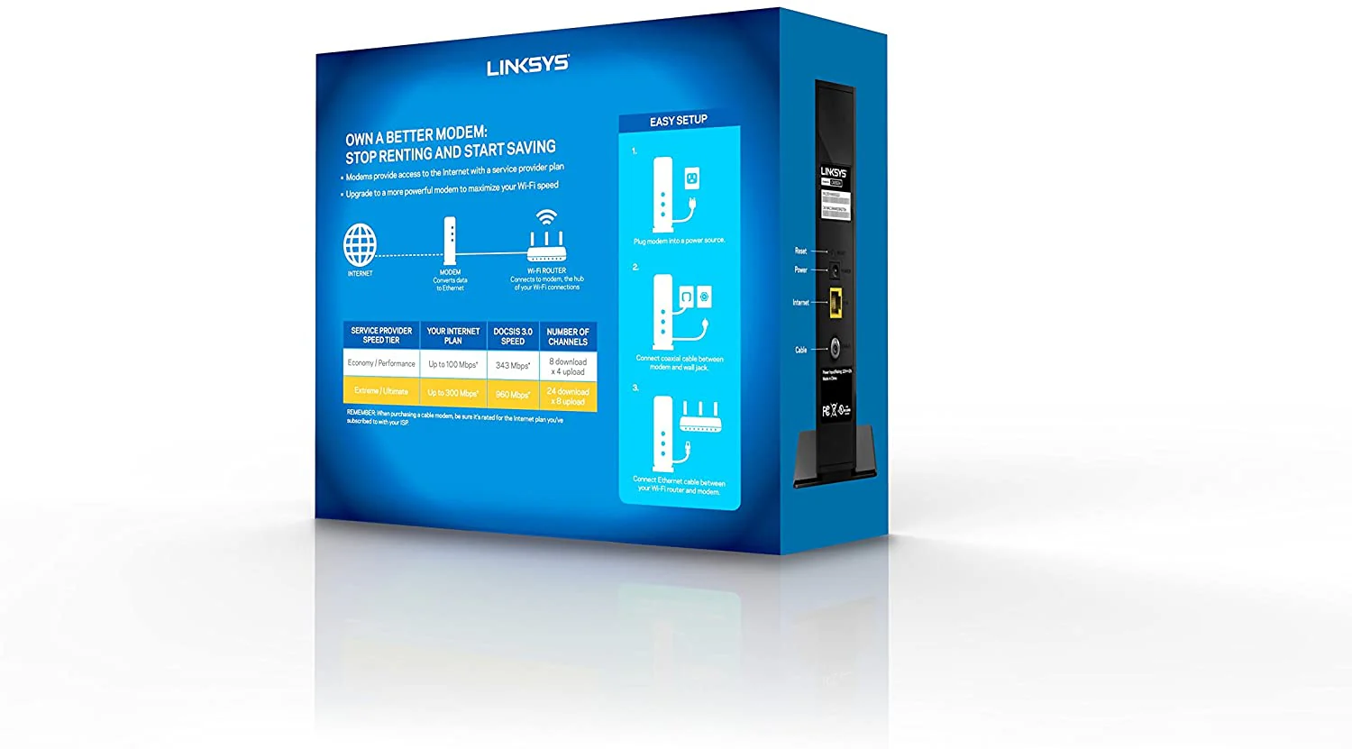 Linksys CM3024 High Speed DOCSIS 3.0 24x8 Cable Modem, Certified for Comcast/Xfinity, Time Warner, Cox & Charter (Modem Only, No WiFi Functionality) - Image 5