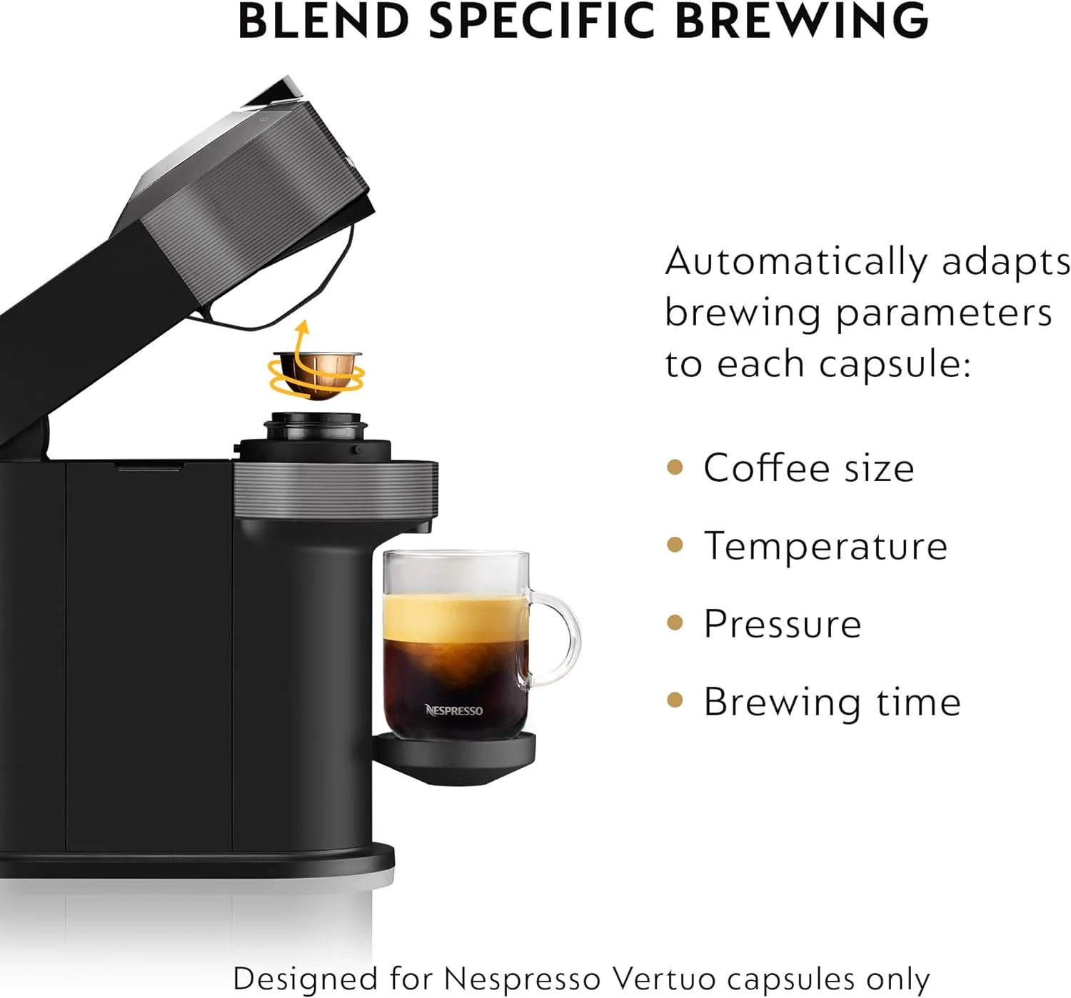 Nespresso Vertuo Next Coffee & Espresso Machine by De'Longhi, Dark Grey w/Aeroccino Milk Frother, One Touch Brew, Single-Serve Coffee & Espresso Maker - Image 3
