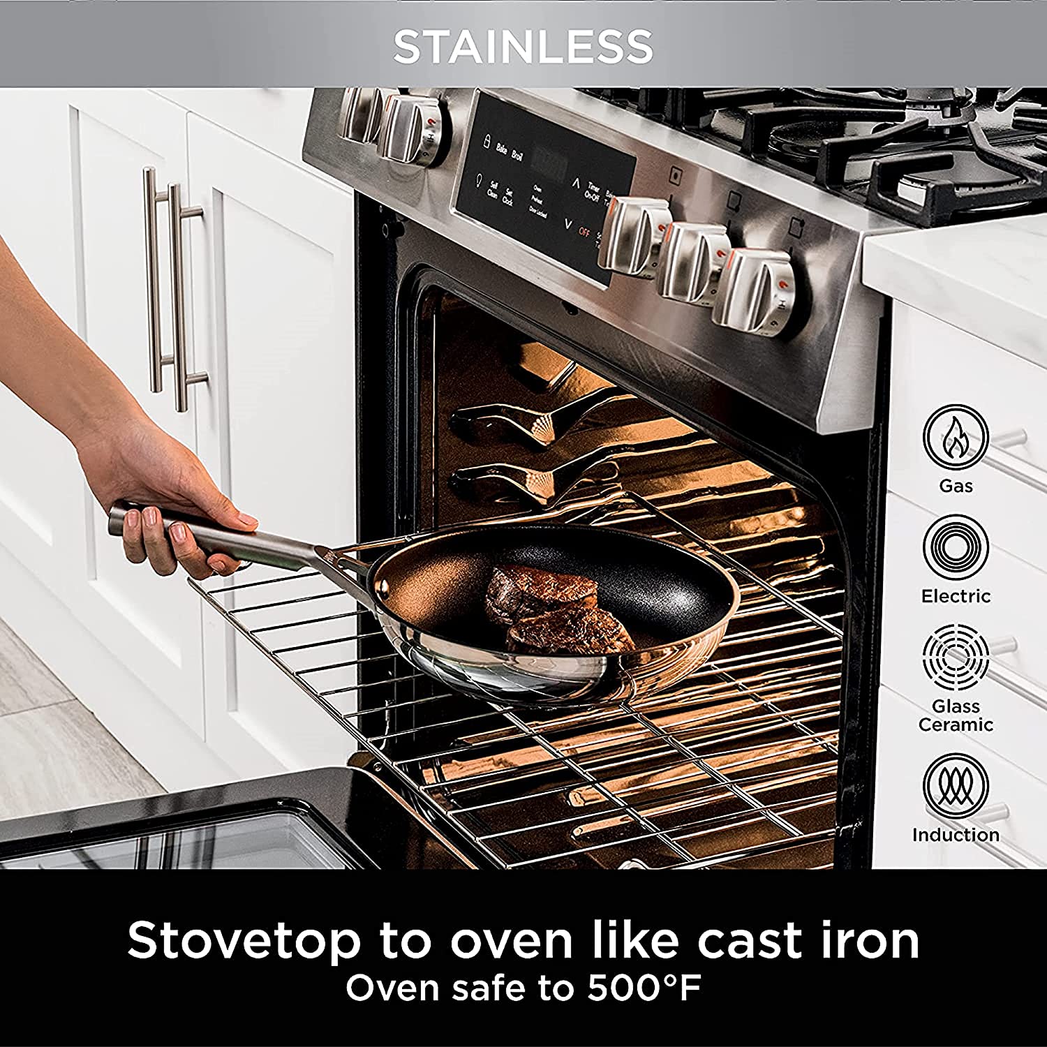 Ninja C39500 Foodi NeverStick Premium Hard-Anodized 10-Piece Cookware Set, Guaranteed to Never Stick, Nonstick, Durable, Oven Safe to 500F - Image 4