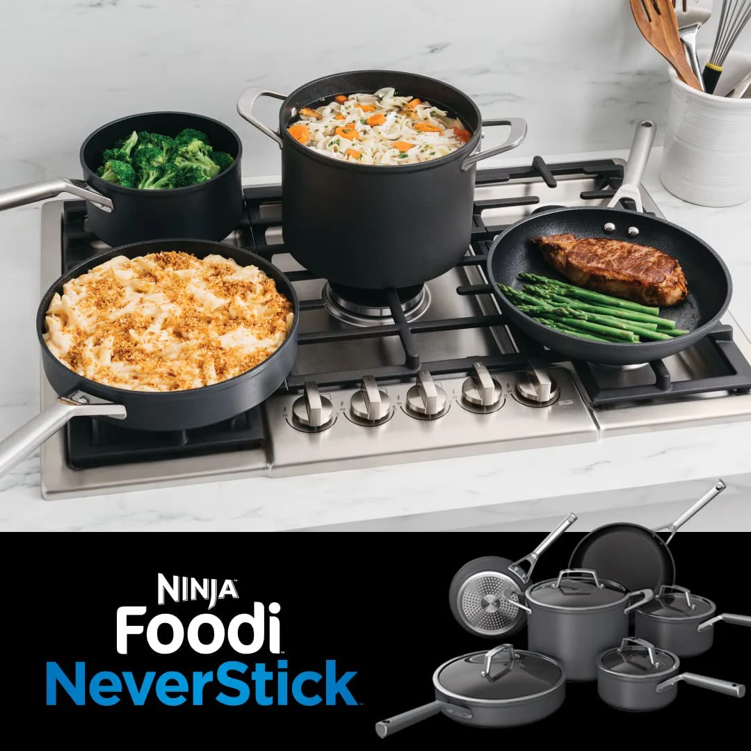 Ninja C39600 Foodi NeverStick Premium Hard-Anodized 13-Piece Cookware Set, Guaranteed to Never Stick, Nonstick, Durable, Oven Safe to 500??F, Grey - Image 10