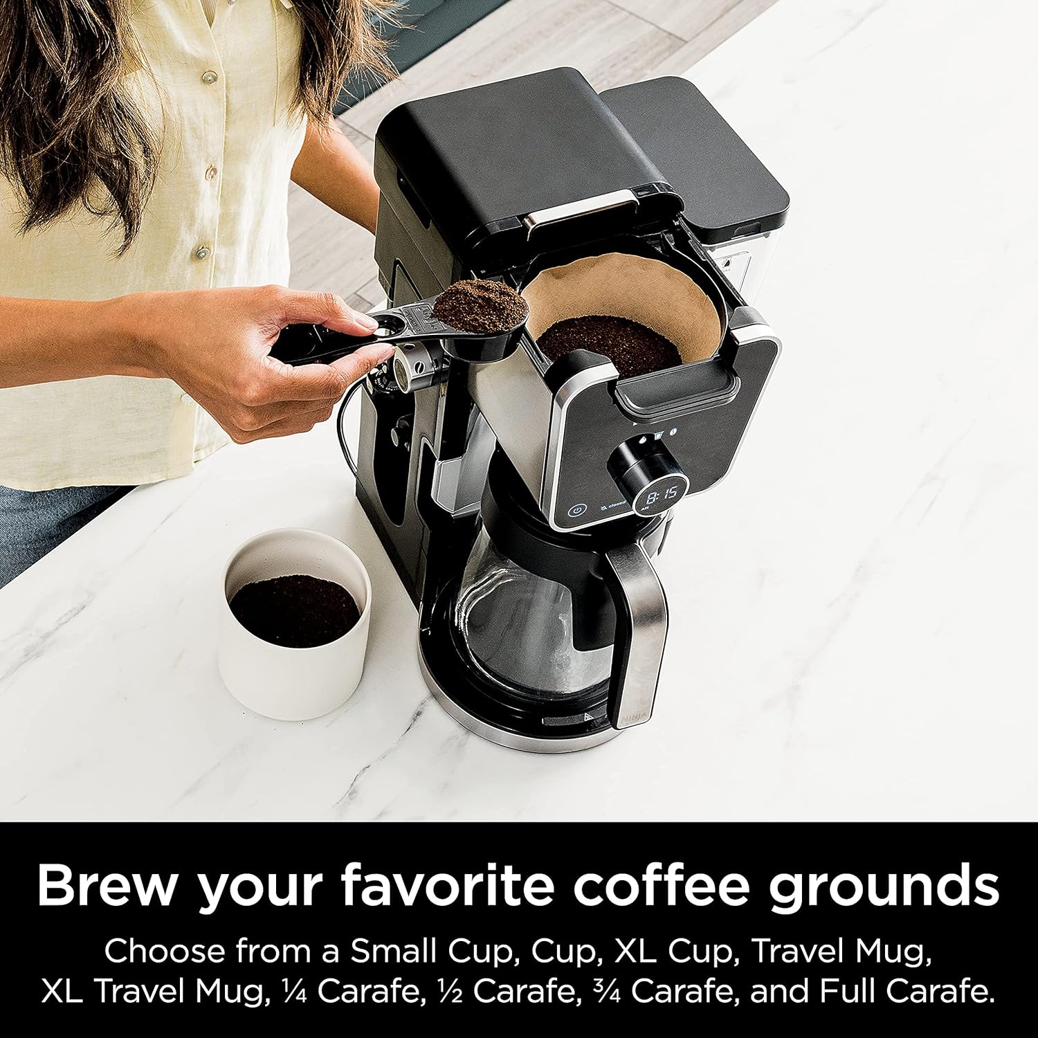 Ninja CFP301 DualBrew Pro Specialty 12-Cup Drip Maker with Glass Carafe, Single-Serve for Coffee Pods or Grounds, with 4 Brew Styles, Frother & Separate Hot Water System, Black - Image 3