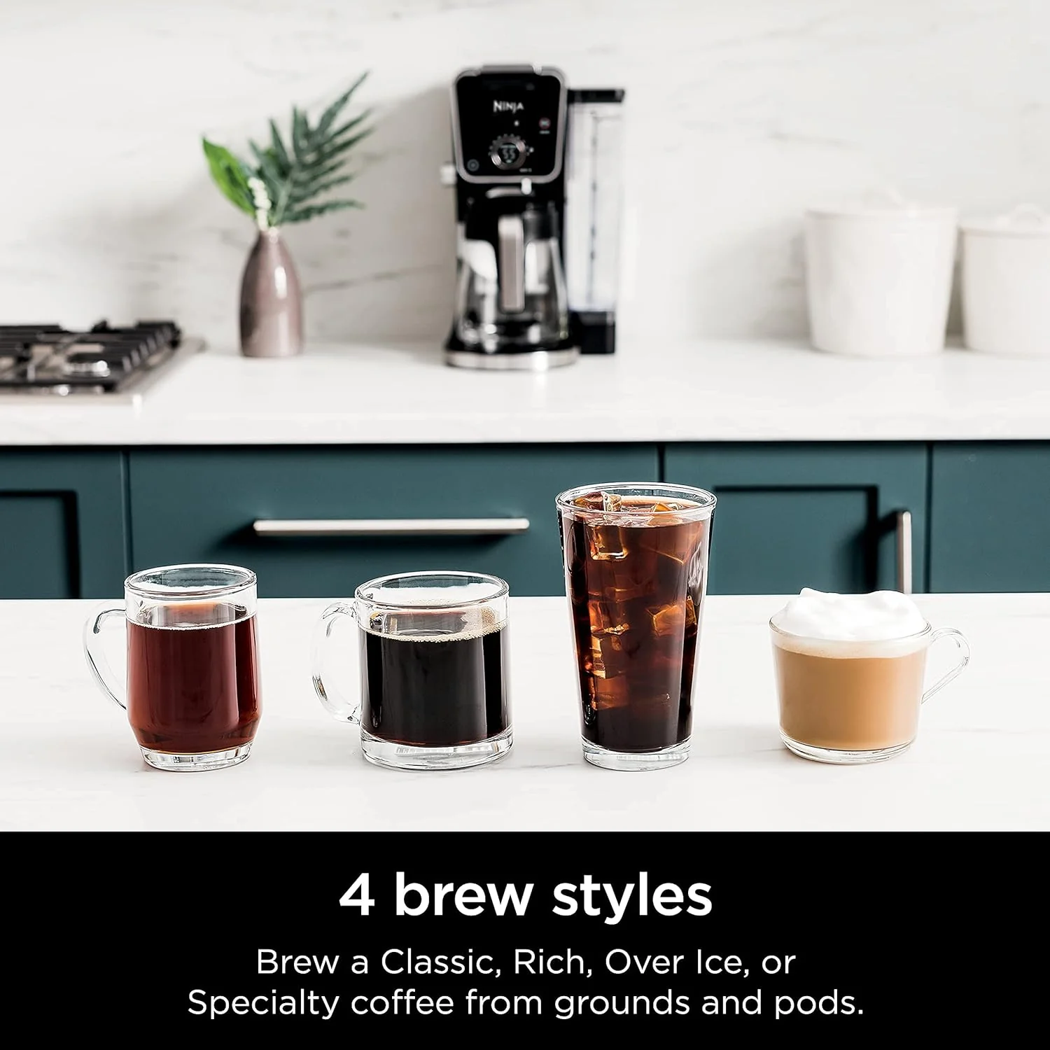 Ninja CFP301 DualBrew Pro Specialty 12-Cup Drip Maker with Glass Carafe, Single-Serve for Coffee Pods or Grounds, with 4 Brew Styles, Frother & Separate Hot Water System, Black - Image 5