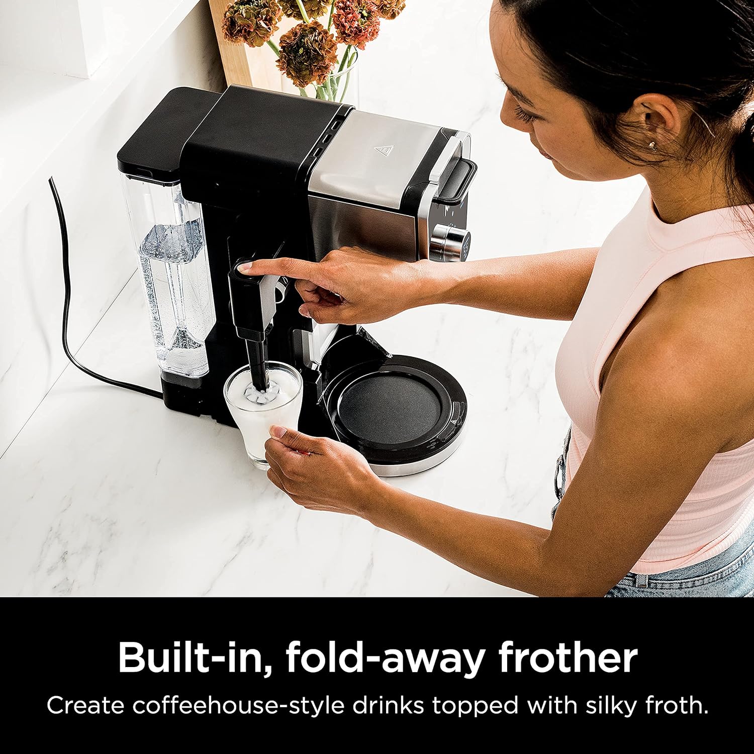 Ninja CFP301 DualBrew Pro Specialty 12-Cup Drip Maker with Glass Carafe, Single-Serve for Coffee Pods or Grounds, with 4 Brew Styles, Frother & Separate Hot Water System, Black - Image 6