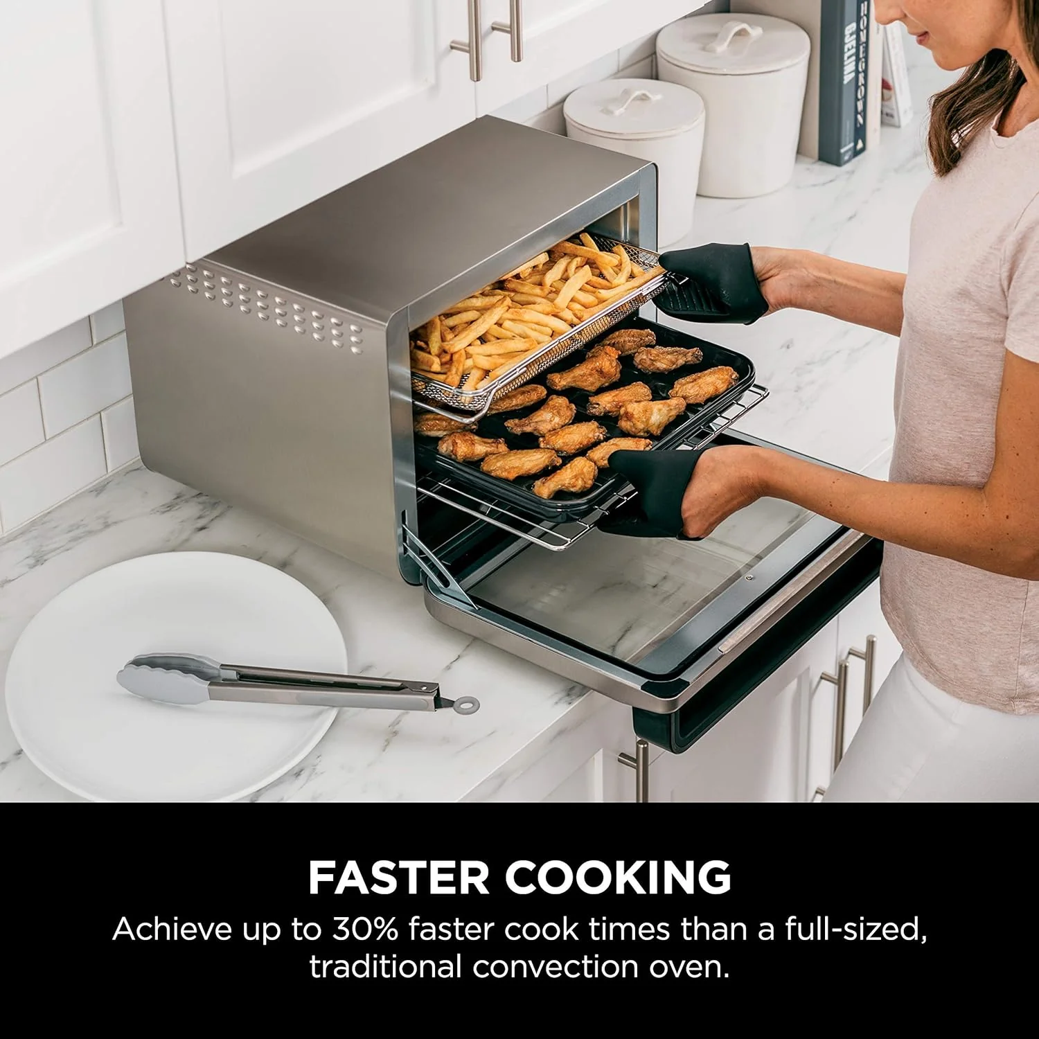 NINJA DT201 Foodi 10-in-1 XL Pro Air Fry Digital Countertop Convection Toaster Oven with Dehydrate and Reheat, 1800 Watts, Stainless Steel Finish - Image 4
