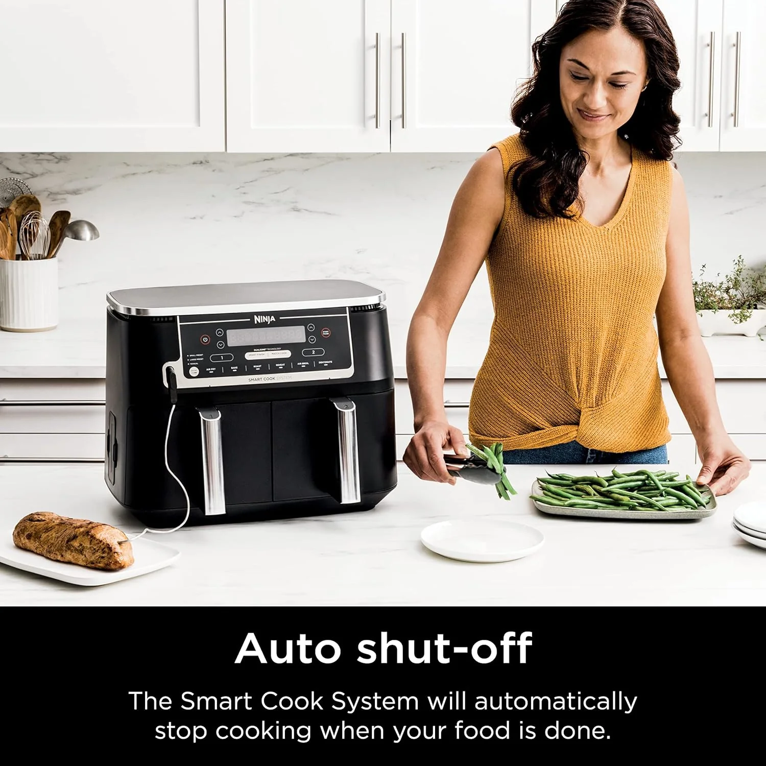 Ninja DZ550 Foodi 10 Quart 6-in-1 DualZone Smart XL Air Fryer with 2 Independent Baskets, Smart Cook Thermometer for Perfect Doneness, Match Cook & Smart Finish to Roast, Dehydrate & More - Image 9