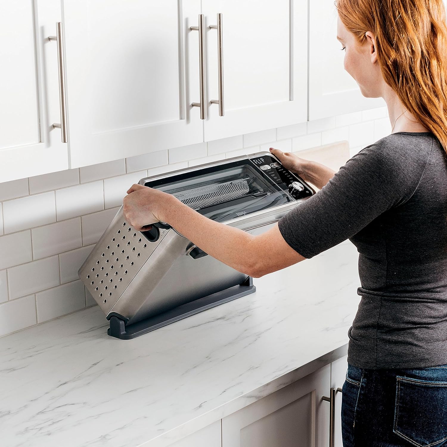 Ninja FT205CO Digital Air Fry Pro Countertop 10-in-1 Oven w/Extended Height, XL Capacity, Flip Up & Away Storage, with Air Fry Basket, Sheet Pan, Broil Rack, Wire Rack & Crumb Tray, Silver - Image 3