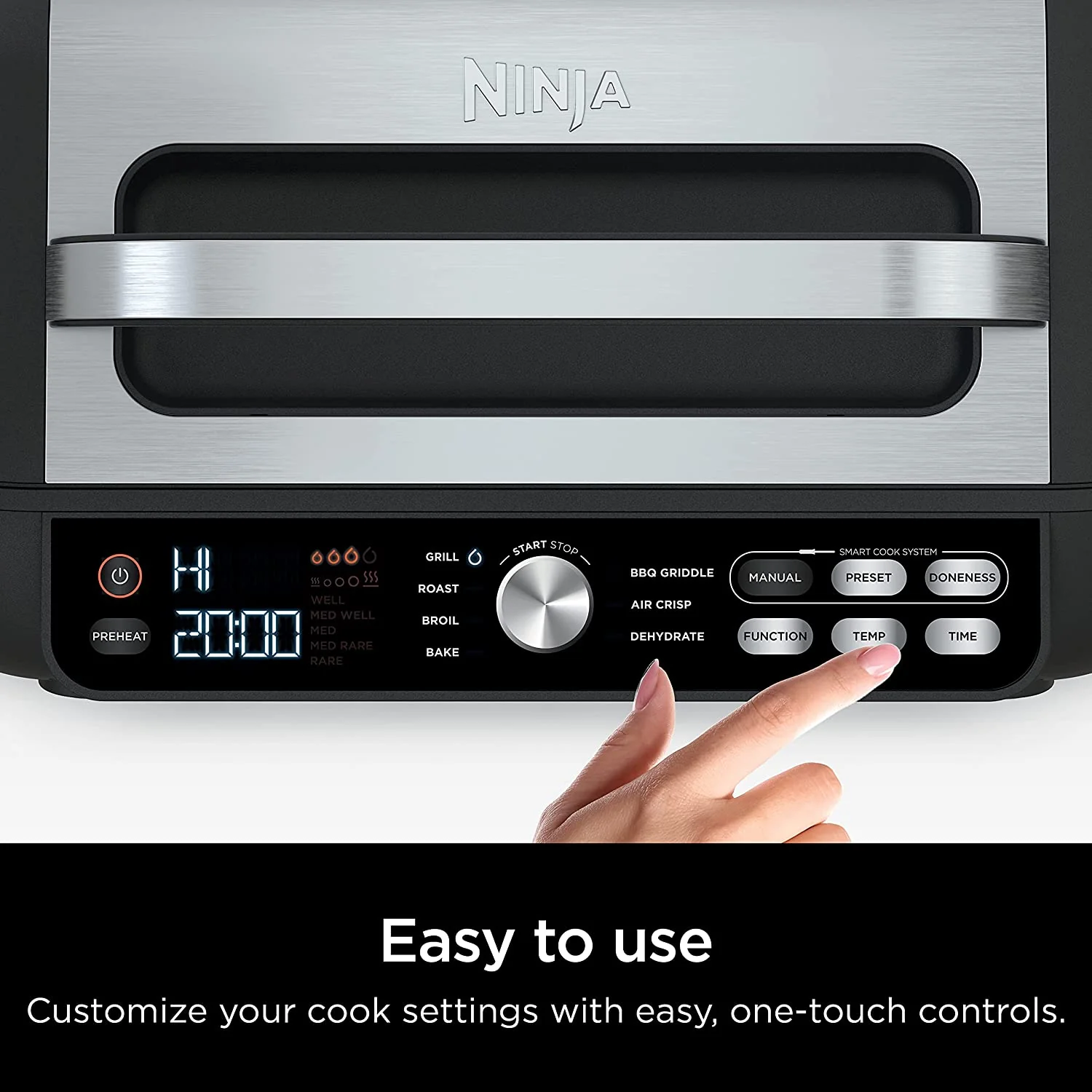 Ninja IG651 Foodi Smart XL Pro 7-in-1 Indoor Grill/Griddle Combo, use Opened or Closed, with Griddle, Air Fry, Dehydrate & More, Pro Power Grate, Flat Top Griddle, Crisper, Smart Thermometer (IG651) - Image 7