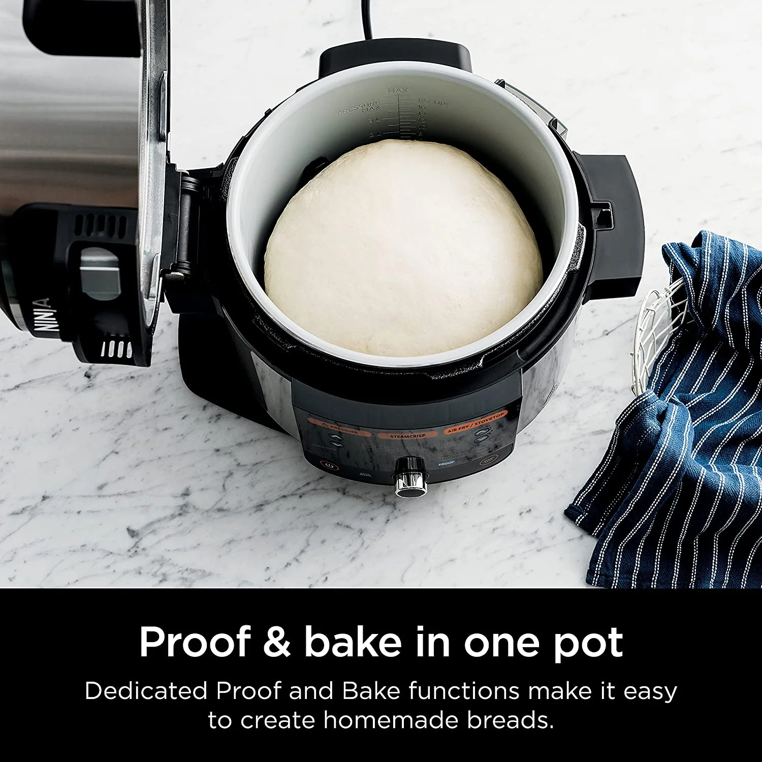 Ninja OL501 Foodi 6.5 Qt. 14-in-1 Pressure Cooker Steam Fryer with SmartLid, that Air Fries, Proofs & More, with 2-Layer Capacity, 4.6 Qt. Crisp Plate & 25 Recipes (OL501) - Image 2