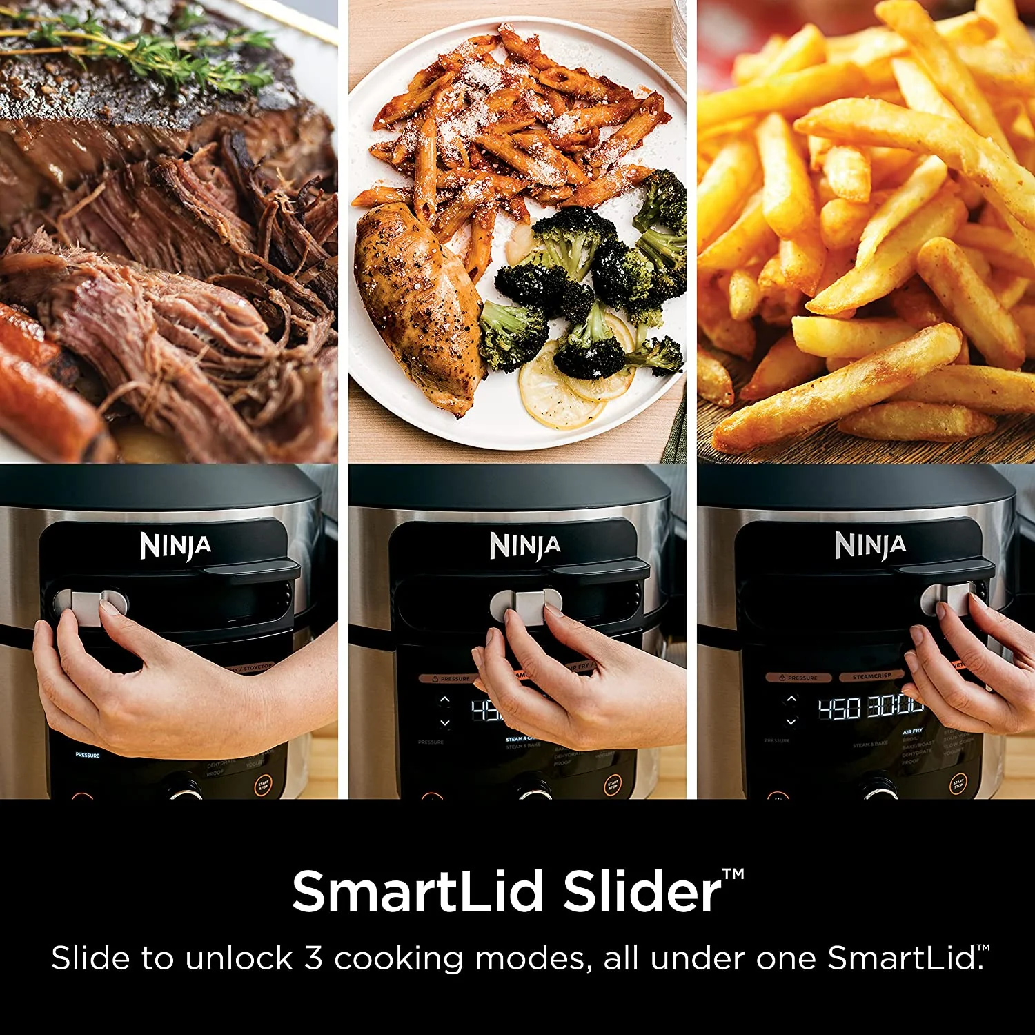Ninja OL501 Foodi 6.5 Qt. 14-in-1 Pressure Cooker Steam Fryer with SmartLid, that Air Fries, Proofs & More, with 2-Layer Capacity, 4.6 Qt. Crisp Plate & 25 Recipes (OL501) - Image 3