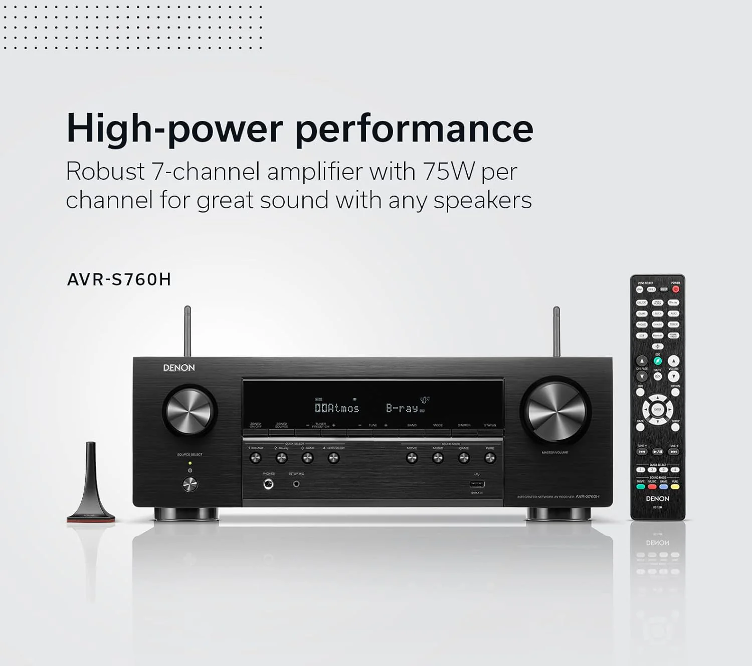 Denon AVR-S760H 7.2 Ch AVR - 75 W/Ch, Advanced 8K Upscaling, Dolby Atmos Height Virtualization, DTS Virtual:X & More, Wireless Streaming, Built-in HEOS, Amazon Alexa Voice Control - Image 4