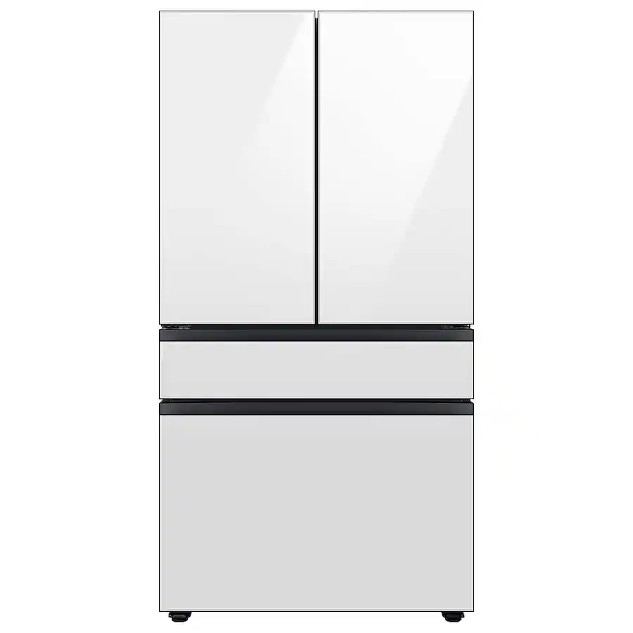 Samsung - BESPOKE 23 cu. ft. 4-Door French Door Counter Depth Smart Refrigerator with Beverage Center (RF23BB860012) - White Glass
