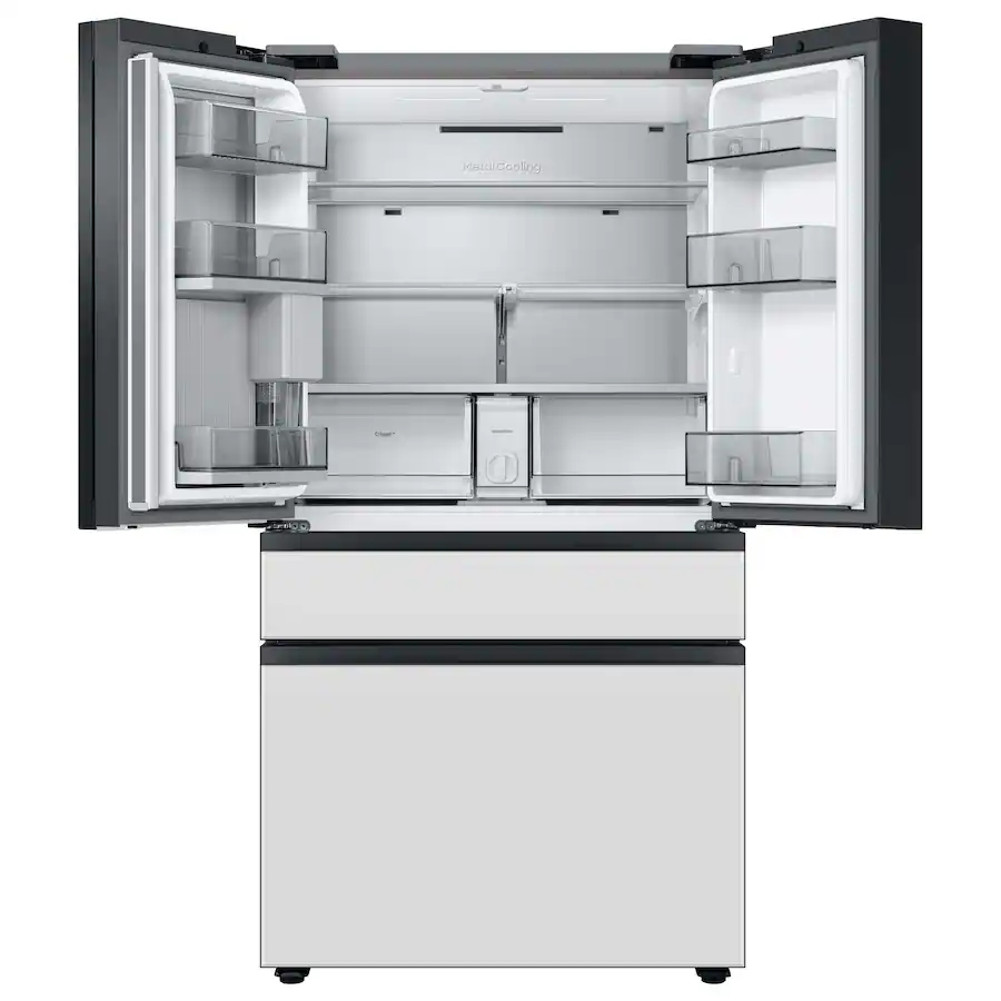 Samsung - BESPOKE 23 cu. ft. 4-Door French Door Counter Depth Smart Refrigerator with Beverage Center (RF23BB860012) - White Glass - Image 12