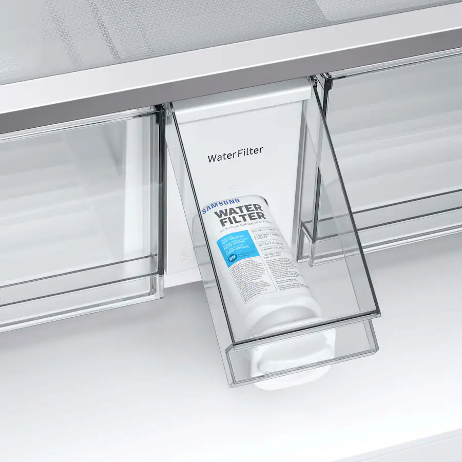 Samsung - BESPOKE 23 cu. ft. 4-Door French Door Counter Depth Smart Refrigerator with Beverage Center (RF23BB860012) - White Glass - Image 5