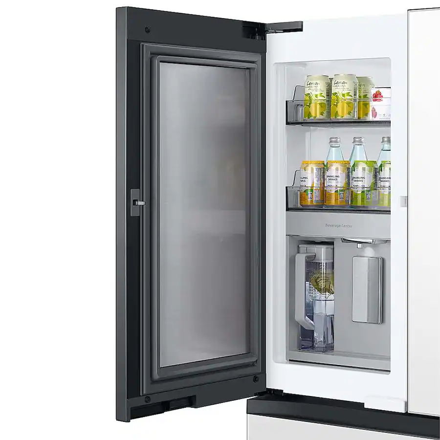 Samsung - BESPOKE 23 cu. ft. 4-Door French Door Counter Depth Smart Refrigerator with Beverage Center (RF23BB860012) - White Glass - Image 7