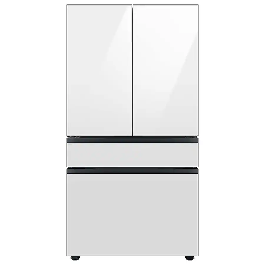 Samsung - BESPOKE 29 cu. ft. 4-Door French Door Smart Refrigerator with Beverage Center (RF29BB860012) - White Glass