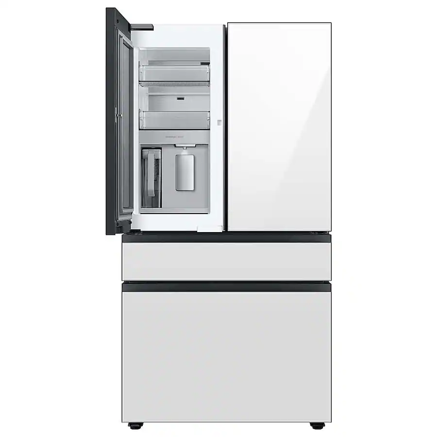 Samsung - BESPOKE 29 cu. ft. 4-Door French Door Smart Refrigerator with Beverage Center (RF29BB860012) - White Glass - Image 5