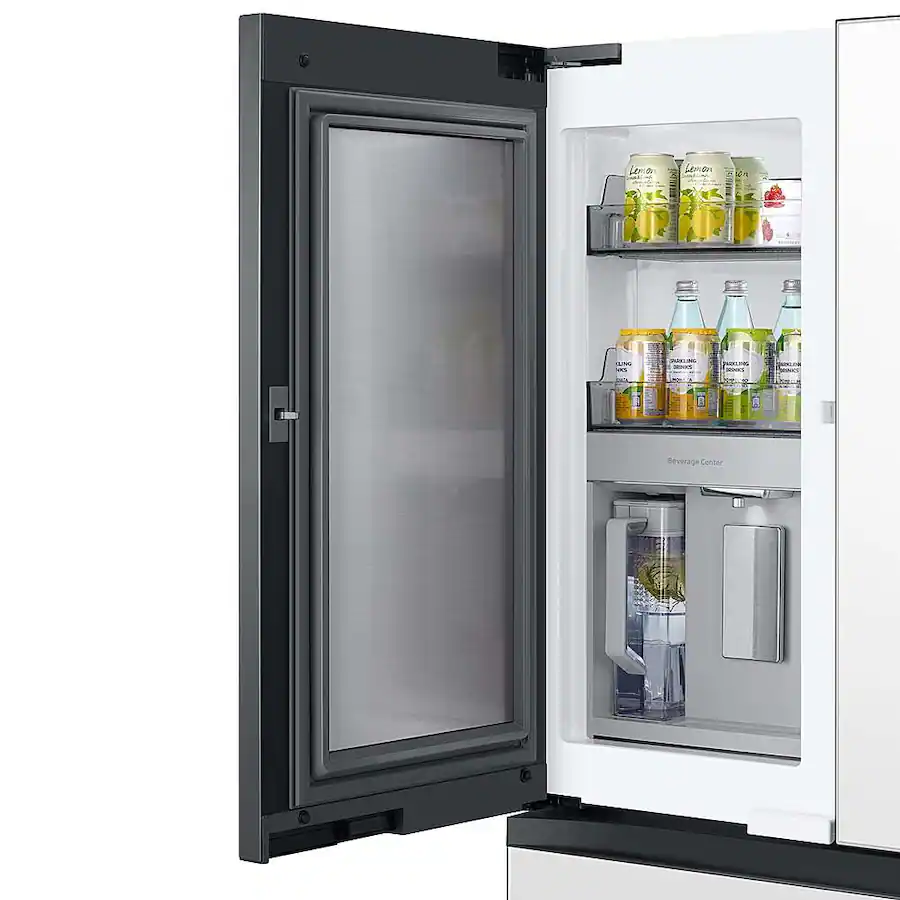 Samsung - BESPOKE 29 cu. ft. 4-Door French Door Smart Refrigerator with Beverage Center (RF29BB860012) - White Glass - Image 9