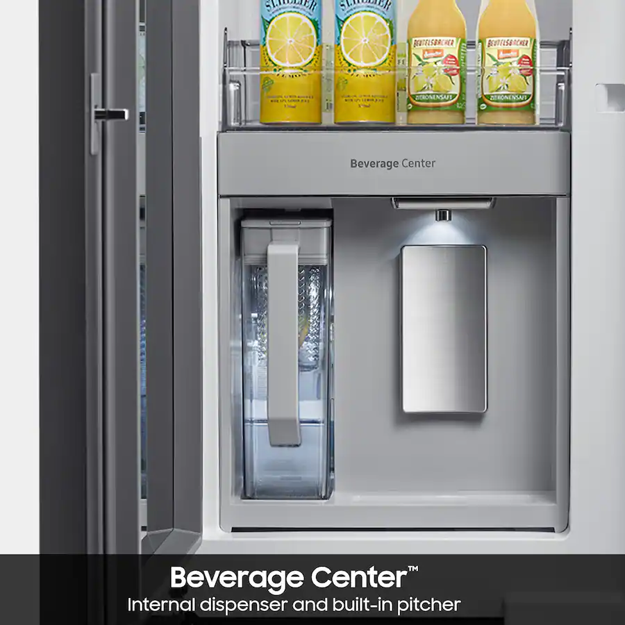 Samsung - BESPOKE 29 cu. ft 4-Door French Door Smart Refrigerator with Beverage Center (RF29BB86004M) - Morning Blue Glass - Image 14