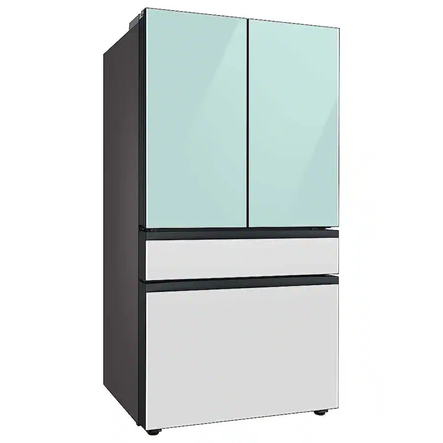 Samsung - BESPOKE 29 cu. ft 4-Door French Door Smart Refrigerator with Beverage Center (RF29BB86004M) - Morning Blue Glass - Image 2