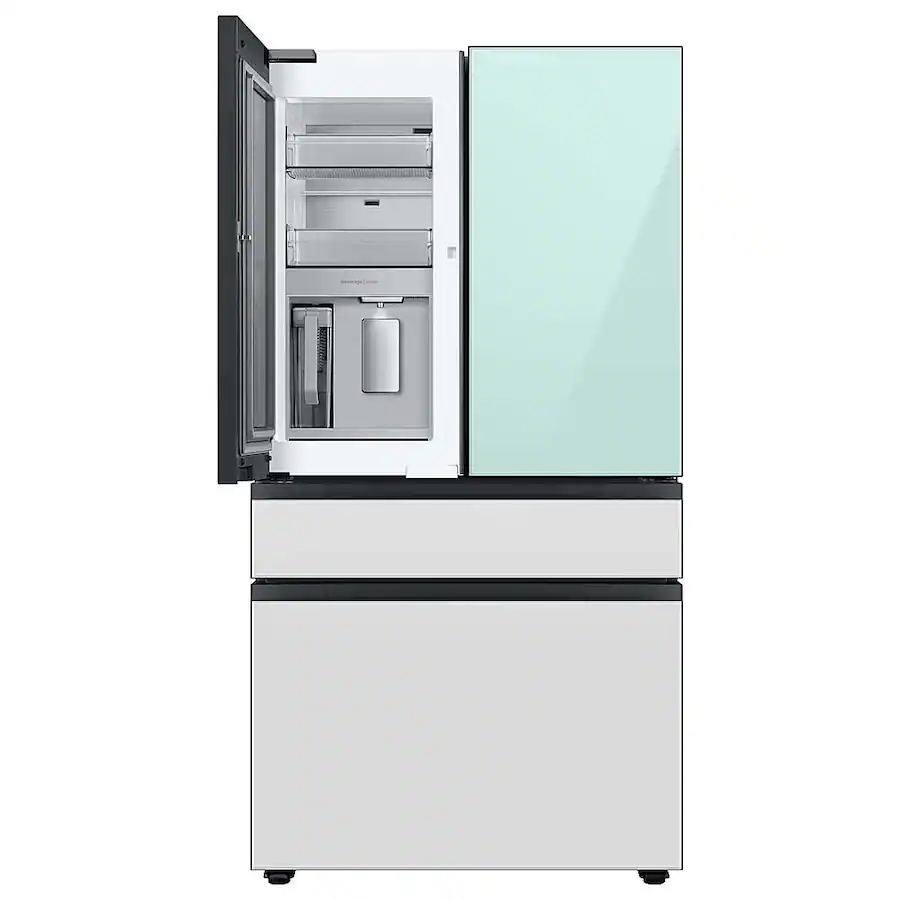 Samsung - BESPOKE 29 cu. ft 4-Door French Door Smart Refrigerator with Beverage Center (RF29BB86004M) - Morning Blue Glass - Image 3