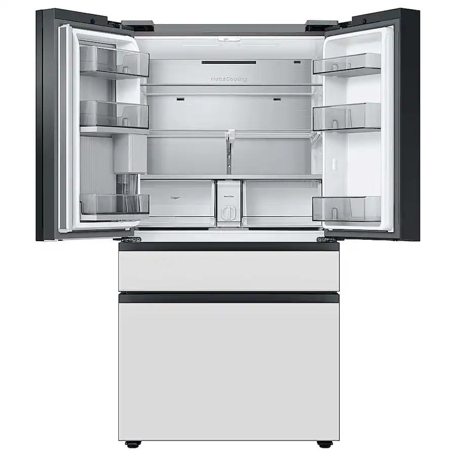 Samsung - BESPOKE 29 cu. ft 4-Door French Door Smart Refrigerator with Beverage Center (RF29BB86004M) - Morning Blue Glass - Image 4