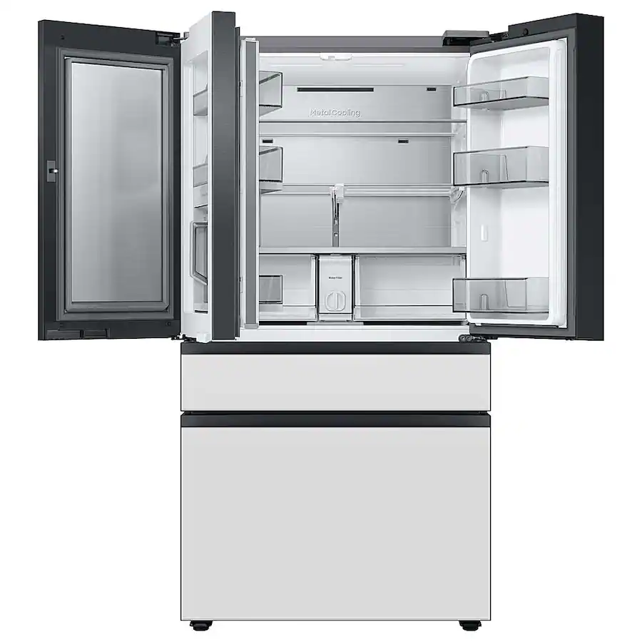 Samsung - BESPOKE 29 cu. ft 4-Door French Door Smart Refrigerator with Beverage Center (RF29BB86004M) - Morning Blue Glass - Image 5