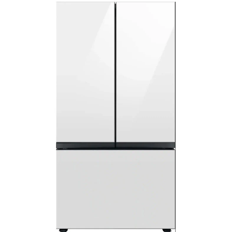 Samsung - BESPOKE 30 cu. ft. 3-Door French Door Smart Refrigerator with Beverage Center (RF30BB660012) - White Glass