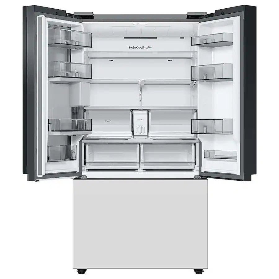 Samsung - BESPOKE 30 cu. ft. 3-Door French Door Smart Refrigerator with Beverage Center (RF30BB660012) - White Glass - Image 4